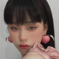 Ins Popular 925 Silver Needle Fruit Pink Peach Earrings Copper Cute Korean Earings Peach Studs For Women